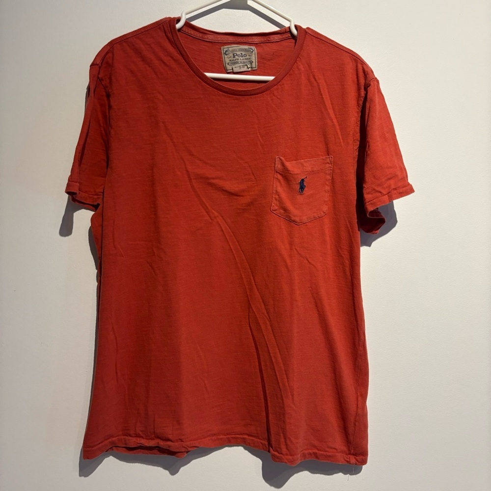Polo Ralph Lauren Plain Red Small Pony T Shirt with Pocket Mens Large